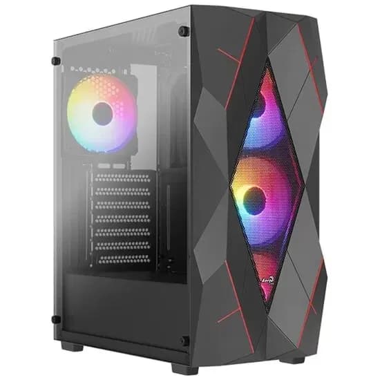 Корпус Aerocool Volcan-G-BK-v1, ATX/micro ATX/mini-ITX, USB 3.0/2*2.0, Audio+Mic, установлены 4xRGBх12см кулера, Выс .проц.кул. до 158мм,Дл VGA до 345мм (без пер.кул),2*3.5"/4*2.5",Толщ 0,5мм, 200x448.5x405мм, Без Б/П,Черный