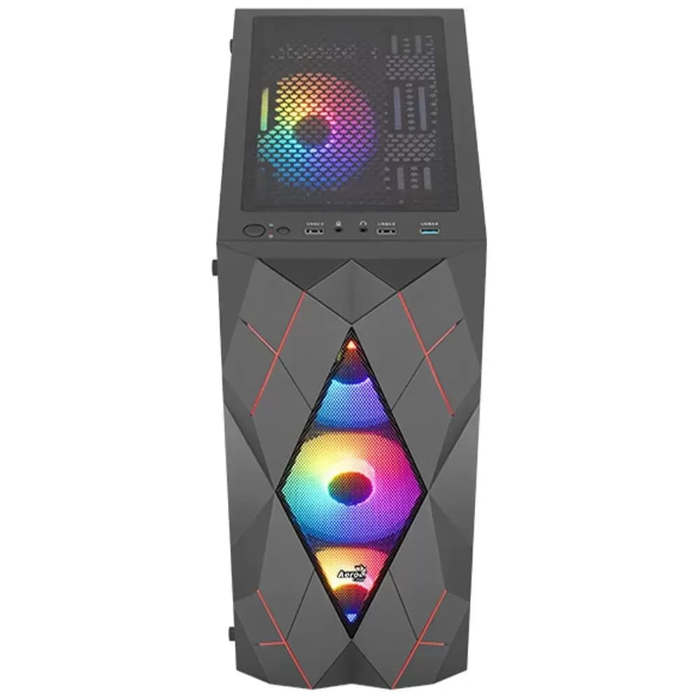 Корпус Aerocool Volcan-G-BK-v1, ATX/micro ATX/mini-ITX, USB 3.0/2*2.0, Audio+Mic, установлены 4xRGBх12см кулера, Выс .проц.кул. до 158мм,Дл VGA до 345мм (без пер.кул),2*3.5"/4*2.5",Толщ 0,5мм, 200x448.5x405мм, Без Б/П,Черный