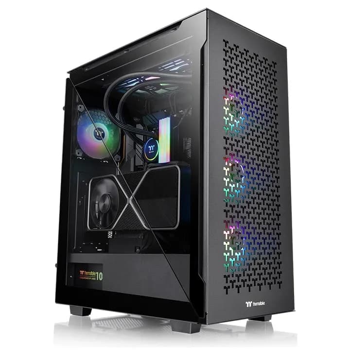 Корпус Thermaltake Divider 500 TG Air/Black CA-1T4-00M1WN-02, 3mm Tempered Glass x 2, ATX/Micro ATX/Mini ITX USB2x3.0+1xTypeC, HD-Audio, Высота CPU куллера до 170мм, VGA до 390мм, 530x230x466мм, Без Б/П, Черный