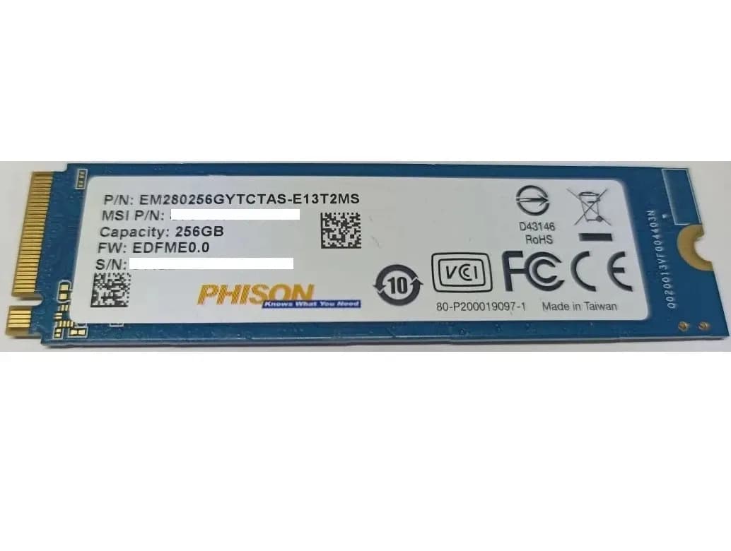 SSD PHISON EM280256 256GB M.2 2280 PCIe NVME Gen3x4