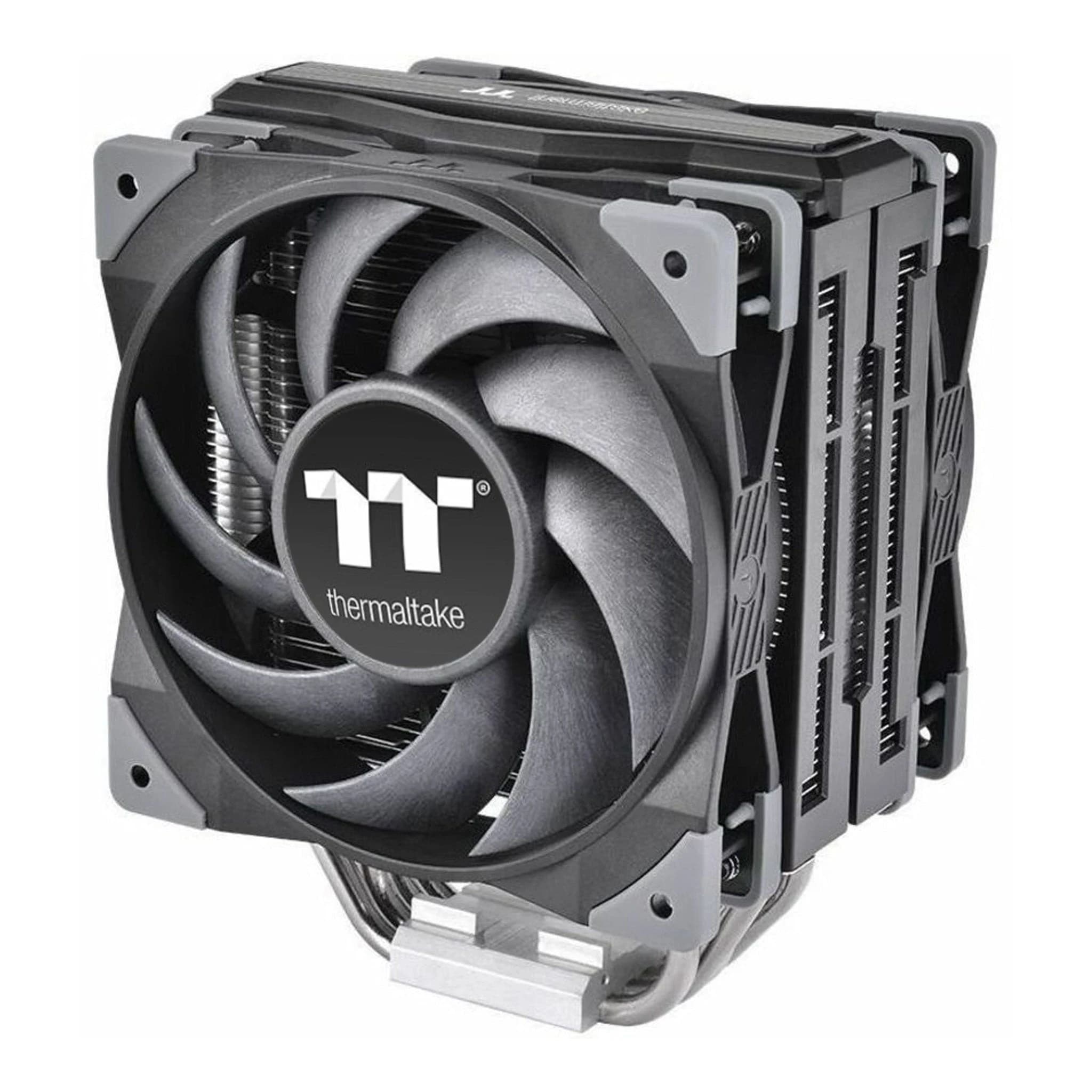 Кулер для процессора Thermaltake TOUGHAIR 510 CPU Intel LGA 1700,1200,1156,115x и AMD AM4,AM3+AM3,AM2+AM2,FM2,FM1,TDP180W,120мм вентилятор,500-2000 об.мин,4pin,58.35 CFM, 23.6 dB(A),123.6x98.8x159.5мм, 4 теплотрубки, Серебристый [CL-P075-AL12BL-A]