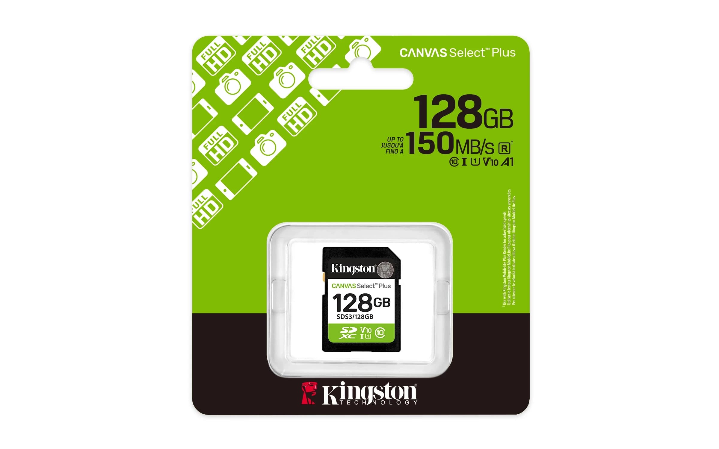Карта памяти Secure Digital Card Kingston 128GB Canvas Select Plus U3/V30 [SDS3/128GB]
