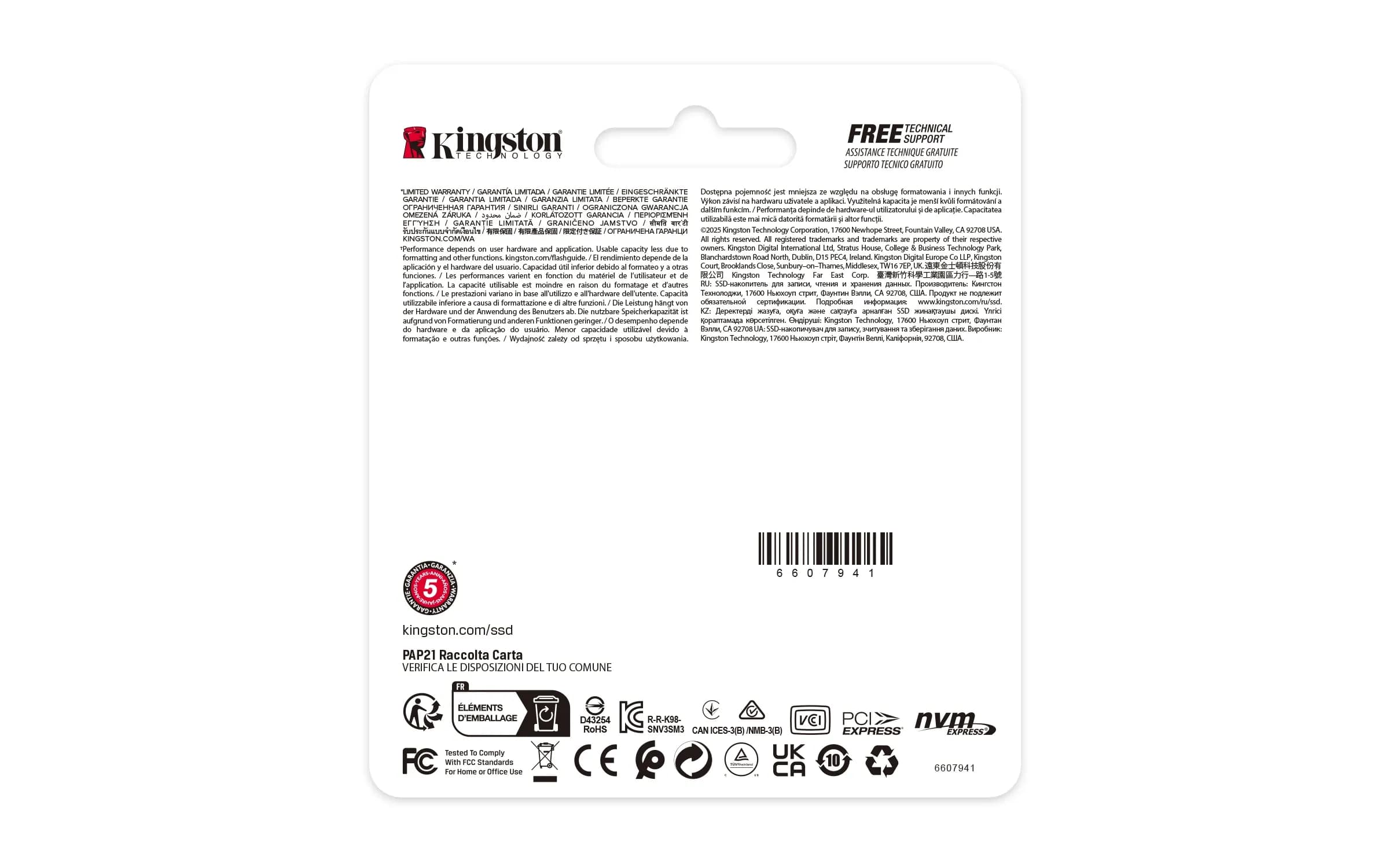 Твердотельный накопитель SSD 1000GB Kingston Digital Ships NV3 PCIe 4.0 x4 NVMe M.2 2230 NVMe Read/Write up 6000/4000MB/s [SNV3SM3/1T0]