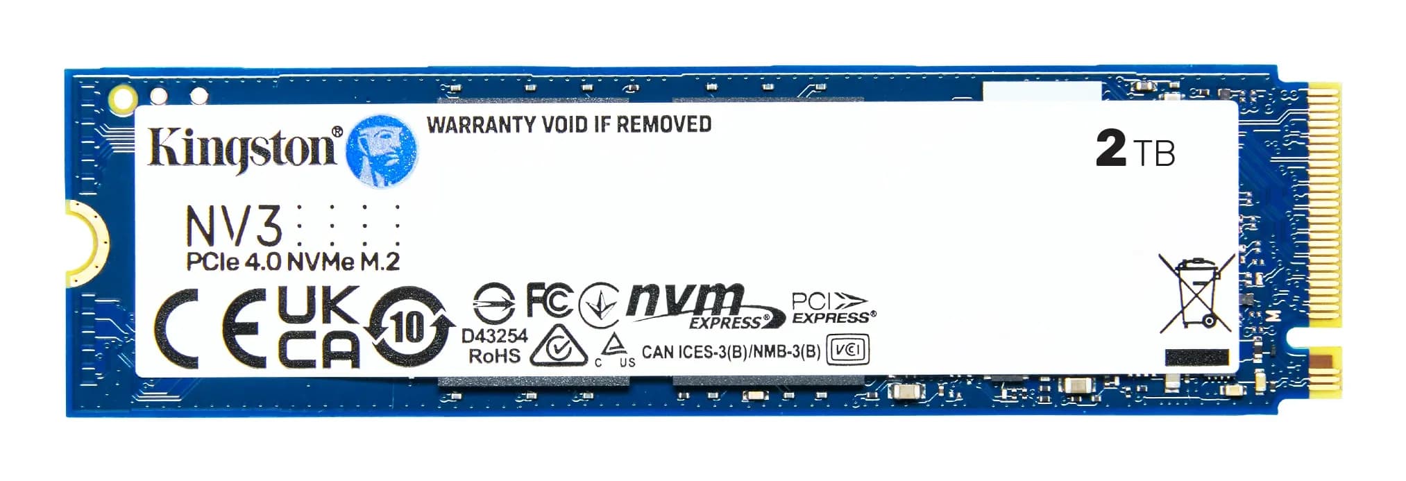 Твердотельный накопитель SSD 2000GB Kingston Digital Ships NV3 M.2 2280 NVMe Read/Write up 6000/5000MB/s [SNV3S/2000G]