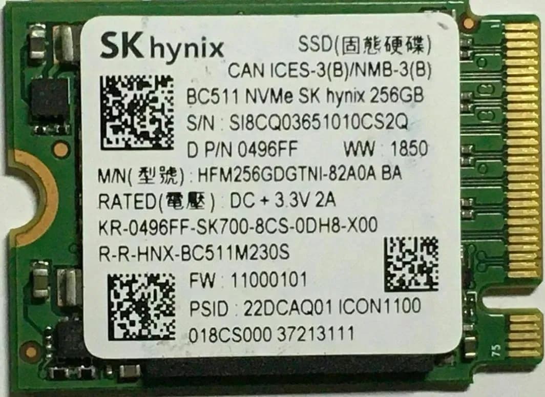 Твердотельный накопитель SSD 256GB Hynix BC711 M.2 2230 NVMe PCIe G3 Read/Write up 2200/2300MB/s [HFM256GDHTNI-82A0A]