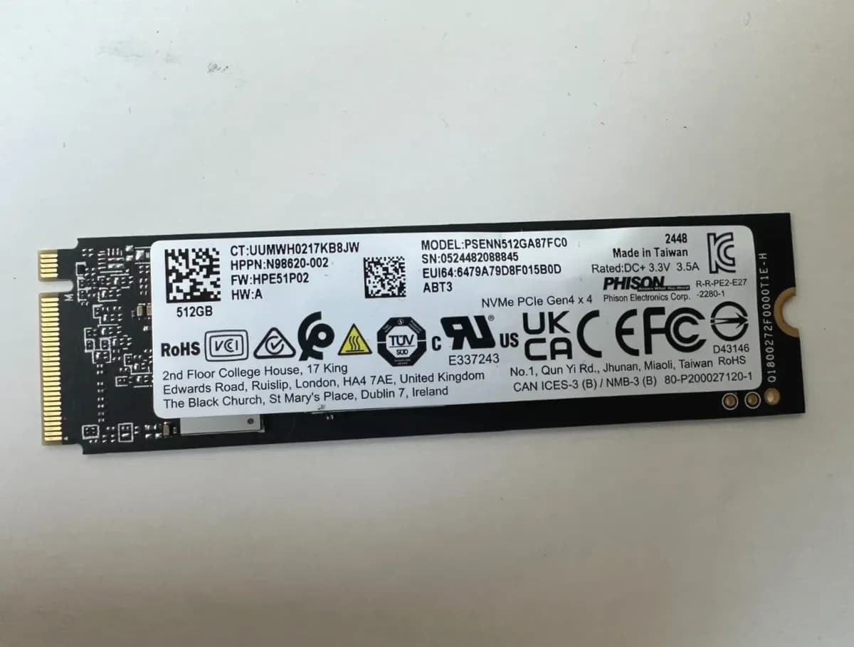 Твердотельный накопитель SSD 512GB Phison NVMe [PSENN512GA87FC0] pulled