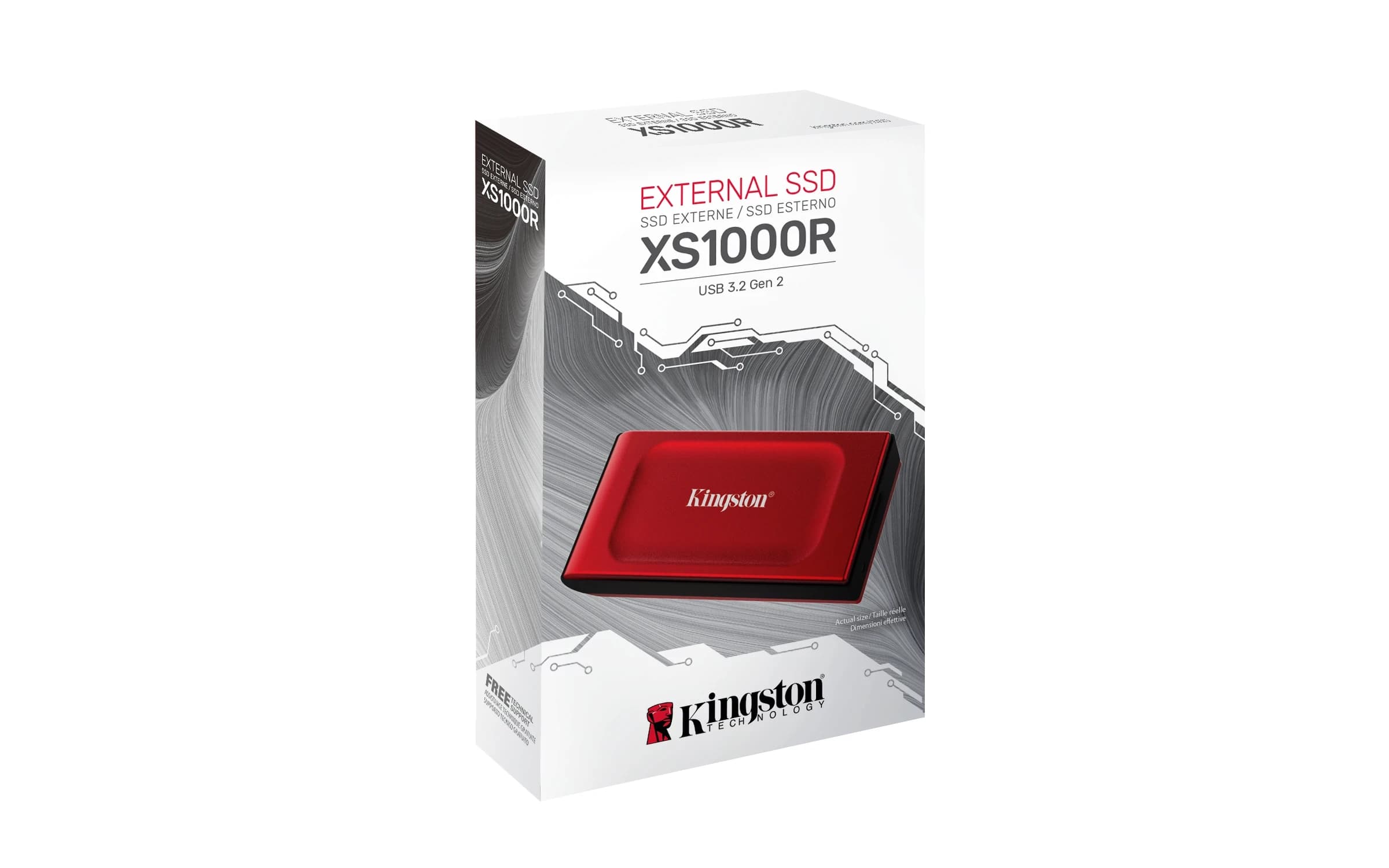 Внешний твердотельный накопитель SSD 1000GB Kingston XS1000 Red Read/Write up 1050/1000MB/s USB3.2 [SXS1000R/1000G]