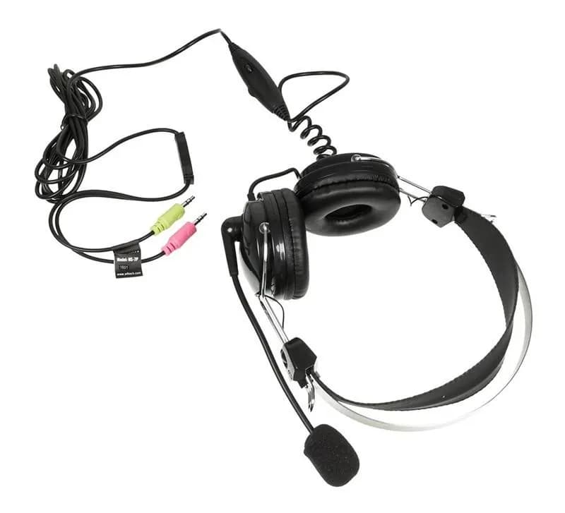 Наушники с микрофоном A4Tech HS-7P, Black, 20-20000Ghz, 97dB, 2 x mini jack 3.5 mm, 40mm, 2.5m, Mic (крепление микрофона подвижное)