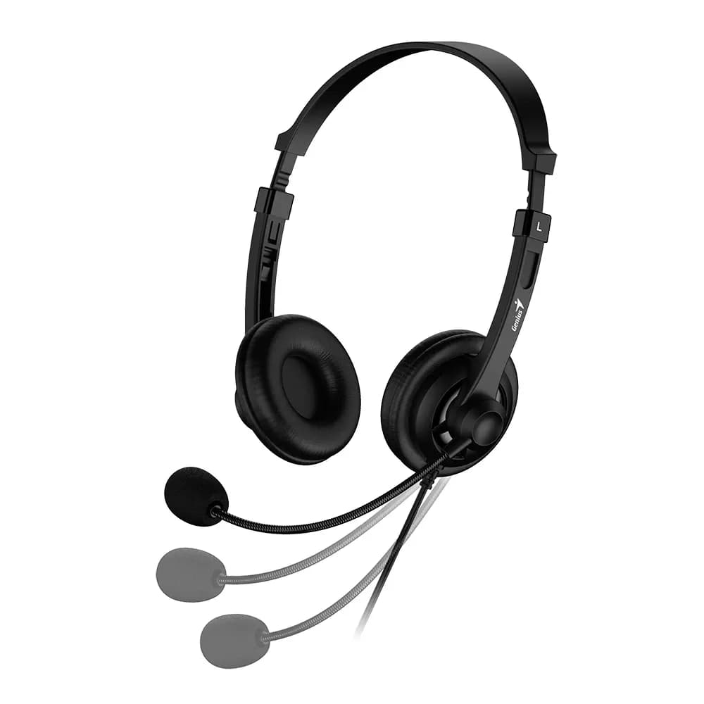 Наушники с микрофоном Genius HS-230U, Дуговые, USB, 100Hz-10kHz, 110dB/-45dB, длина кабеля 2 м, Черный
