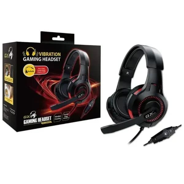 Наушники с микрофоном Genius HS-G600V, Дуговые, 2 x mini jack 3.5 mm, 20Hz-20kHz, 117dB/-54dB, длина кабеля 1.8 м, Черный