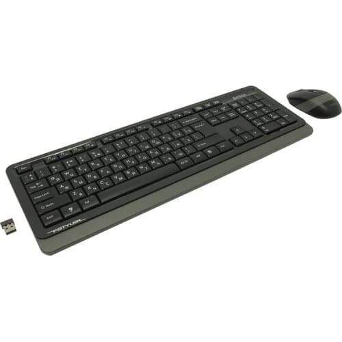 Беспроводная клавиатура + мышь A4Tech Fstyler FG1010 (FG10+FGK10), мембранная, 104btns, 2000dpi, 4btns, USB, серый