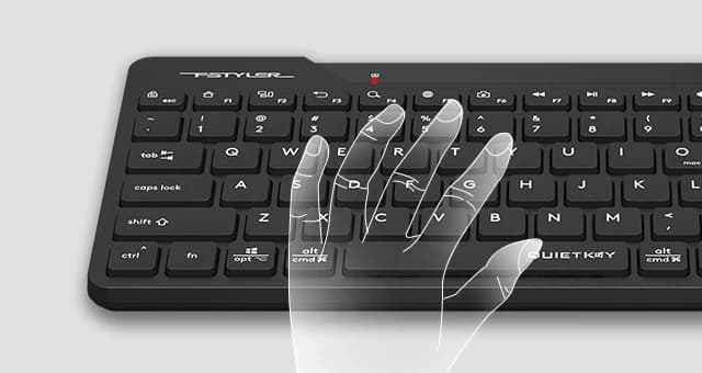 Беспроводная клавиатура+мышь A4tech Fstyler FG2200 Air 2 Black мембранная, 86 клв, ANSI, оптическая, светодиодная, 1200 dpi, 15м, адаптер Type-C, USB ресивер