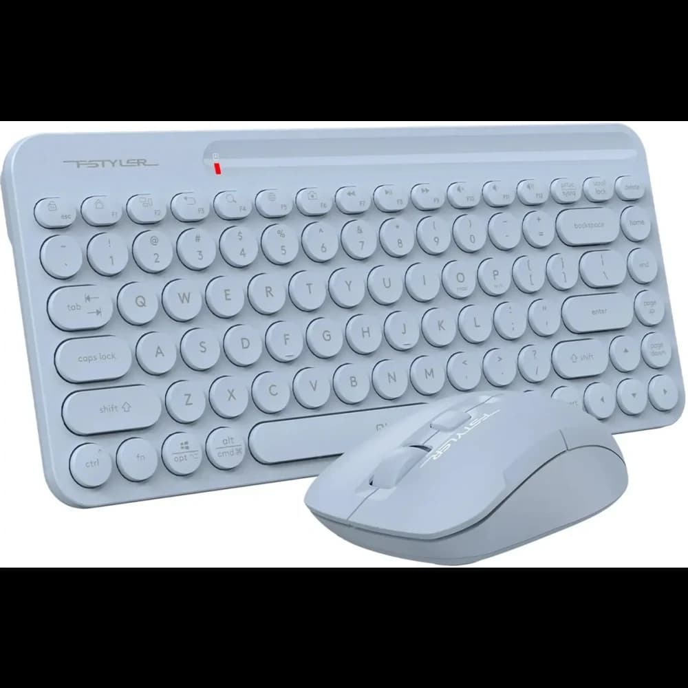 Беспроводная клавиатура+мышь A4tech Fstyler FG3200 Air 2 Blue мембранная, 86 клв, ANSI, оптическая, светодиодная, 1200 dpi, 15м, адаптер Type-C, USB ресивер