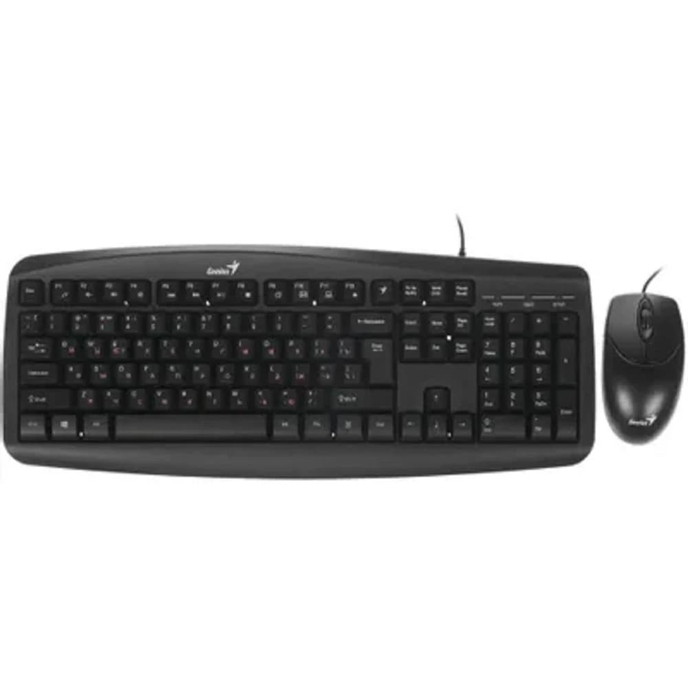 Клавиатура + мышь Genius Smart KM-200, 1000 DPI, 12 мультимедийных FN клавиш, 1,5 м, USB, тонкий, черный, устойчивый к проливанию жидкости, полноразмерный