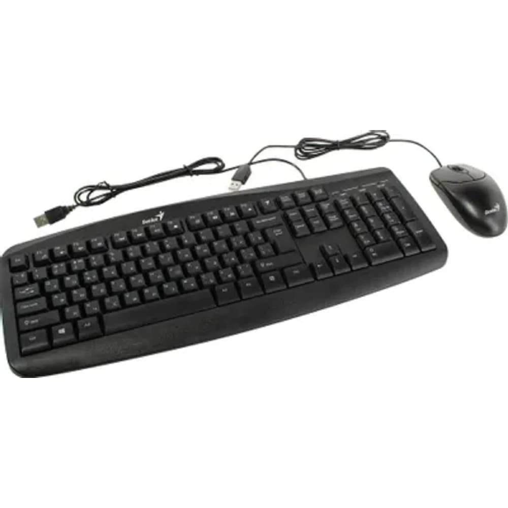 Клавиатура + мышь Genius Smart KM-200, 1000 DPI, 12 мультимедийных FN клавиш, 1,5 м, USB, тонкий, черный, устойчивый к проливанию жидкости, полноразмерный