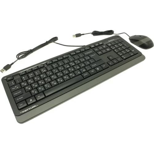 Клавиатура+мышь A4Tech Fstyler F1010, Оптическая Мышь, USB, 1600DPI, Длина кабеля 1,5 метра, Анг/Рус, черный/серый