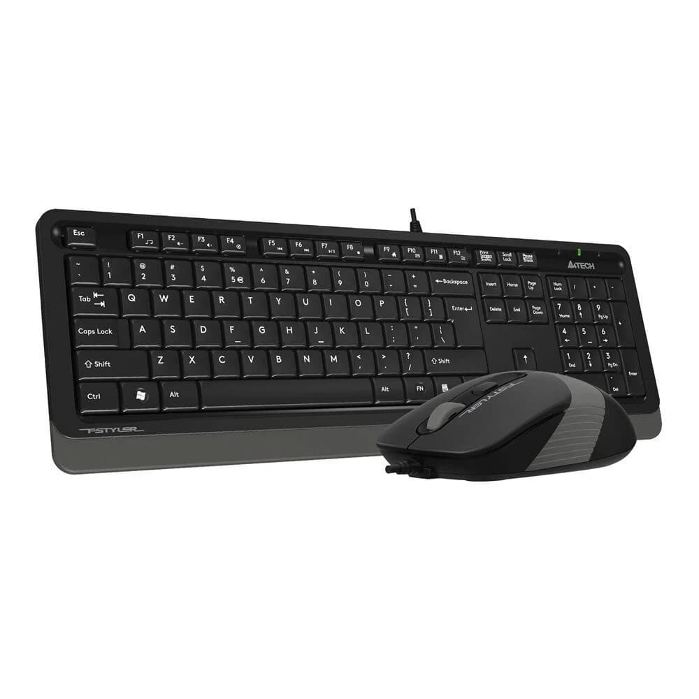 Комплект клавиатура и мышь A4Tech Fstyler F1010S (проводная, USB, 1600 DPI) серый