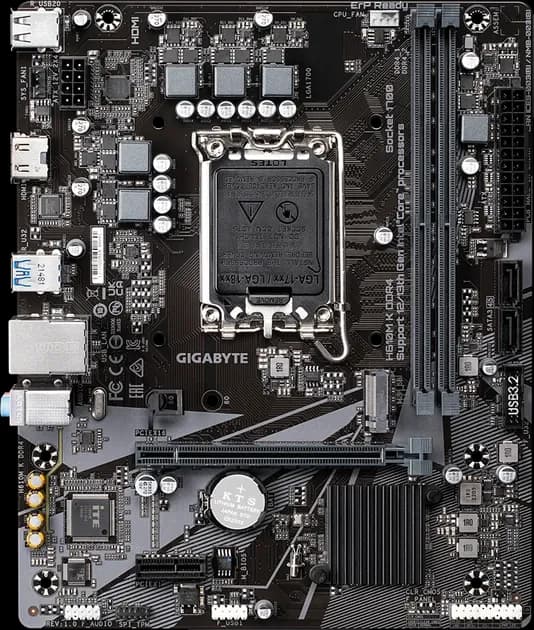 Матплата Gigabyte H610M K DDR4, LGA1700, Intel H610, 2xDDR4 PC25600, 1xPCI-E16X, 1xPCI-E1x, Sound8Ch, GBLAN, 2SATA+M.2, mATX, 4USB3.2+6USB2.0, HDMI