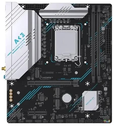 Матплата MAXSUN B760M GAMING WIFI ACE II, LGA1700, Intel B760, 2xDDR5 PC51200, 1xPCI-E 4.0x16, 15xPCI-E 1.0x1, Sound8Ch, GLAN, 4SATA+3M.2, RAID, mATX, 6USB3.2+8USB2.0, HDMI, DP, WiFi