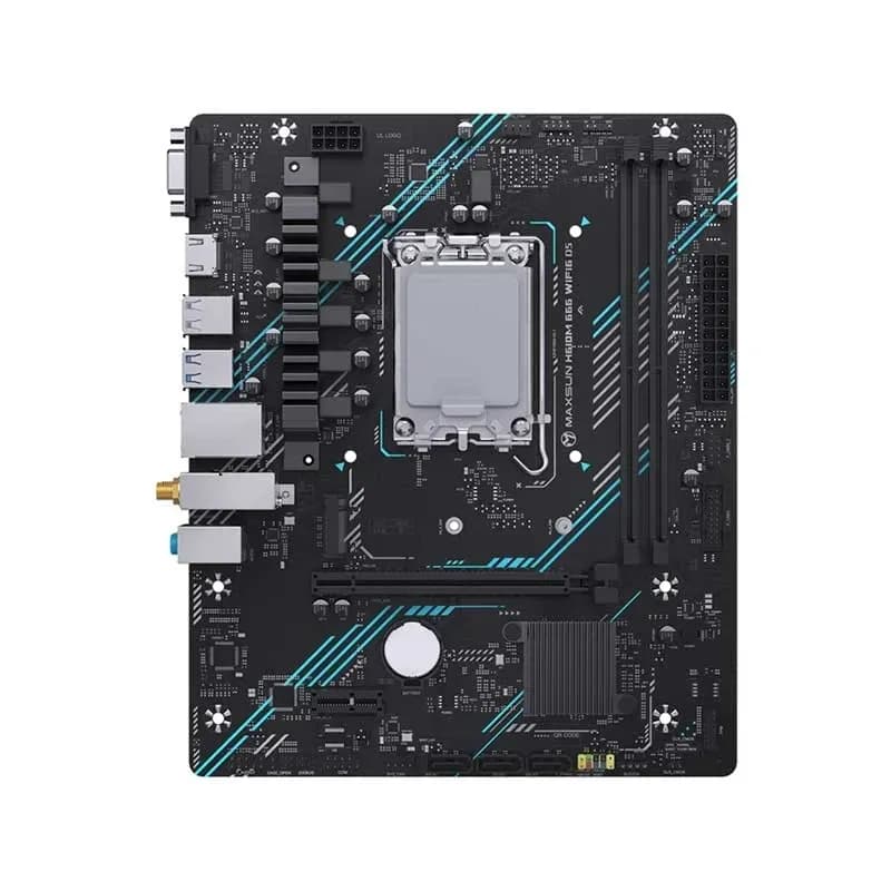 Матплата MAXSUN H610M 666 WIFI6 D5H, LGA1700, Intel H610, 2xDDR5 PC44800, 1xPCI-E16X, 1xPCI-E1x, Sound8Ch, GBLAN, 4SATA+M.2, mATX, 4USB3.2+6USB2.0, VGA, HDMI, WiFi