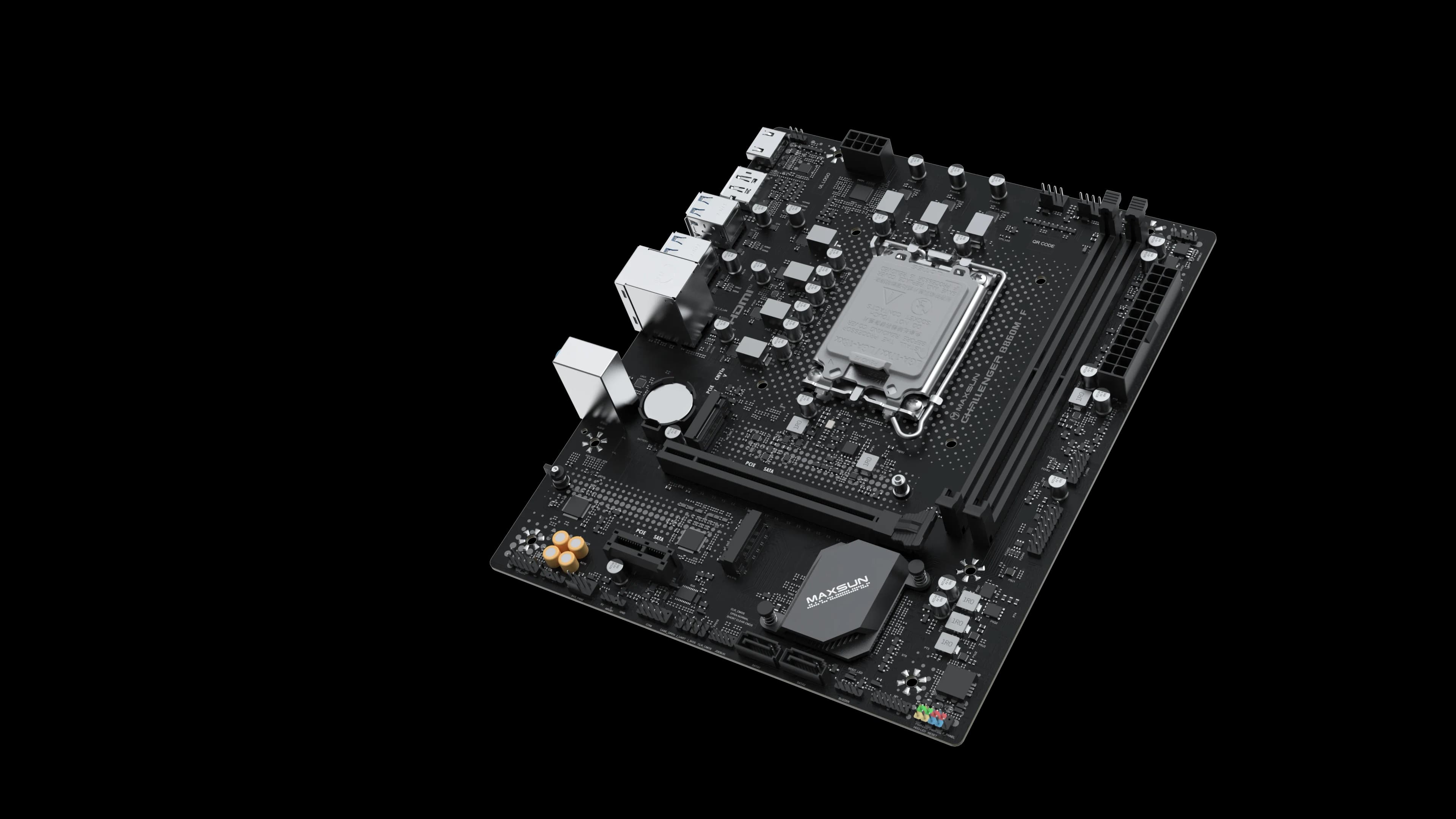 Матплата MAXSUN MS-Challenger B860M-F, LGA1851, Intel B860, 2xDDR5, 1xPCI-E 5.0x16, 1xPCI-E 1.0x1, Sound8Ch, GLAN, 2SATA+2M.2, RAID, mATX, 6USB3.2+4USB2.0, HDMI, DP