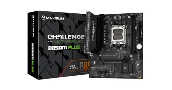 Материнская плата AM5 MAXSUN MS-Challenger B850M PLUS WIFI, AMD B850, 2xDDR5 PC64000, 1xPCI-EX16, 1xPCI-EX1, 2xSATA+2M.2, GBLAN, Sound7.1, mATX, 4xUSB2.0, 6xUSB3.2, HDMI, DP
