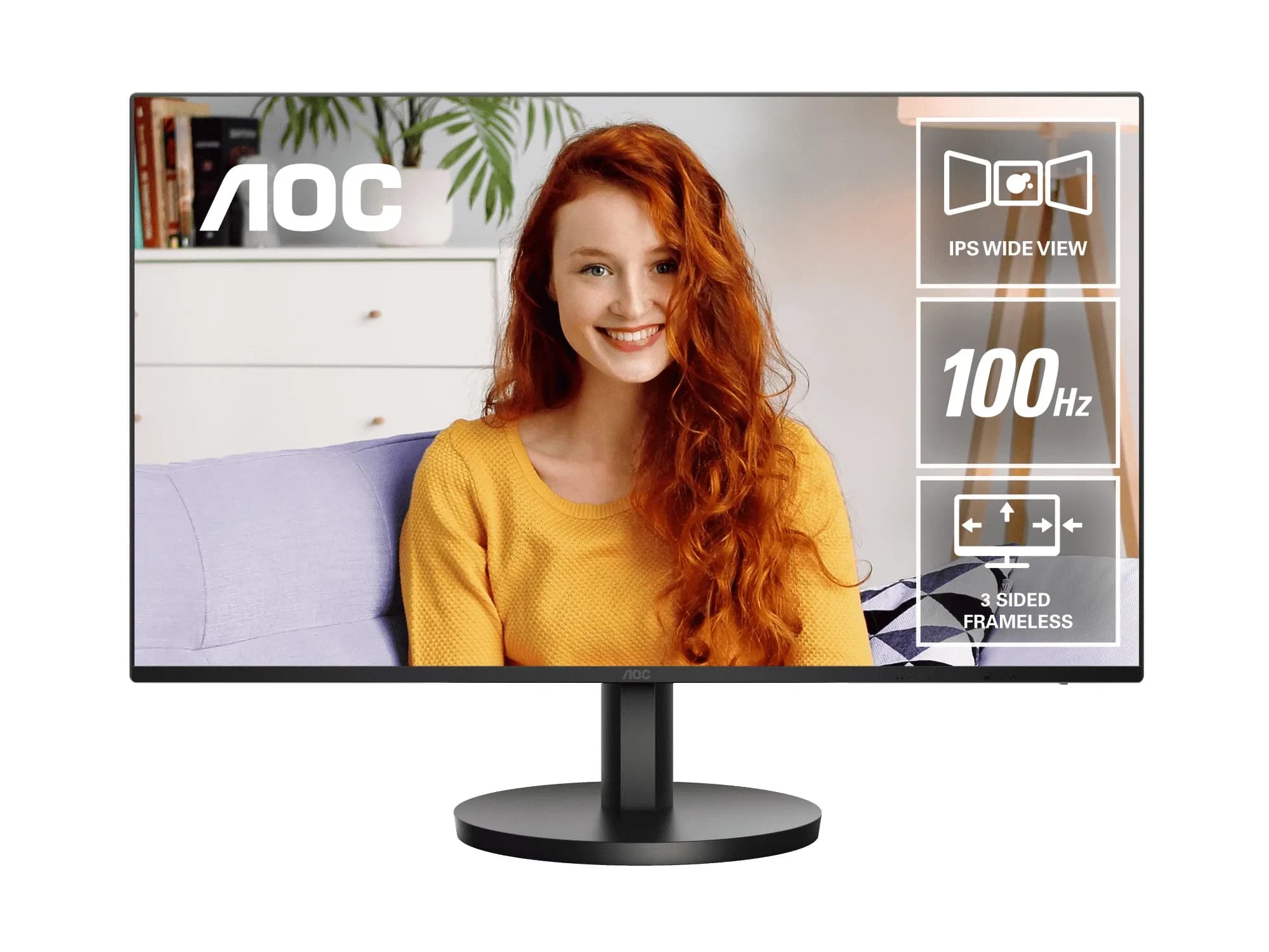 Монитор LCD 23.8" AOC 24B3HA2, IPS, Black, 1920x1080, 120Hz, 20000000 : 1, 250cd/m2, 178/178, 1ms, VGA, HDMI, выход на наушники, колонки 2x2W