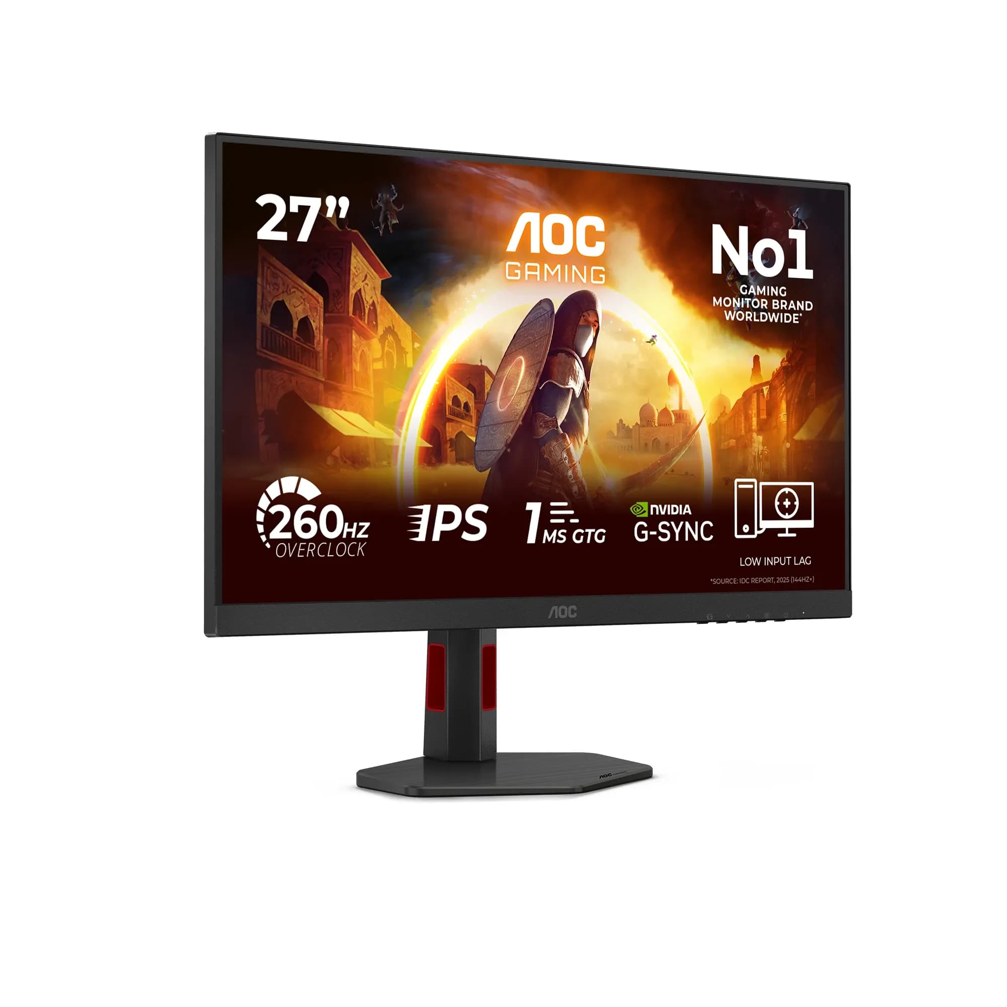 Монитор LCD 27" AOC 27G4ZR, Fast IPS, Black, 1920x1080, 80M:1, 300cd/m2, 178/178, 1ms, 260Hz, Tilt, G-SYNC Compatible, HDR 10, регулировка по наклону, 2xHDMI, DP, выход на наушники (HDMI, DP в комплекте)