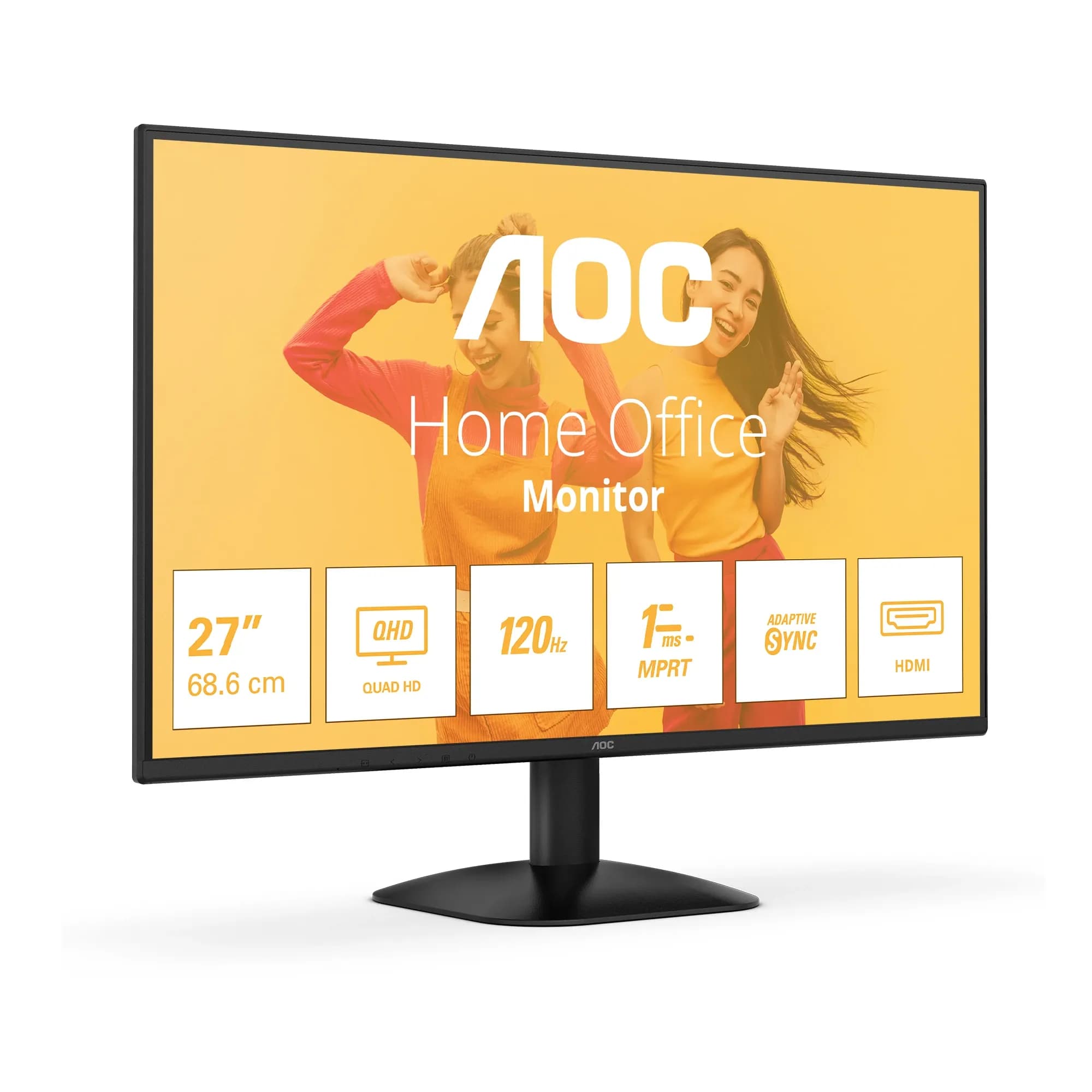 Монитор LCD 27" AOC Q27B35S3, IPS, Black, 2560x1440, 20M:1, 300cd/m2, 178/178, 1ms, 120Hz, AdaptiveSync, HDMI 2.0 x 1, DisplayPort 1.4 x 1, WLED подсветка