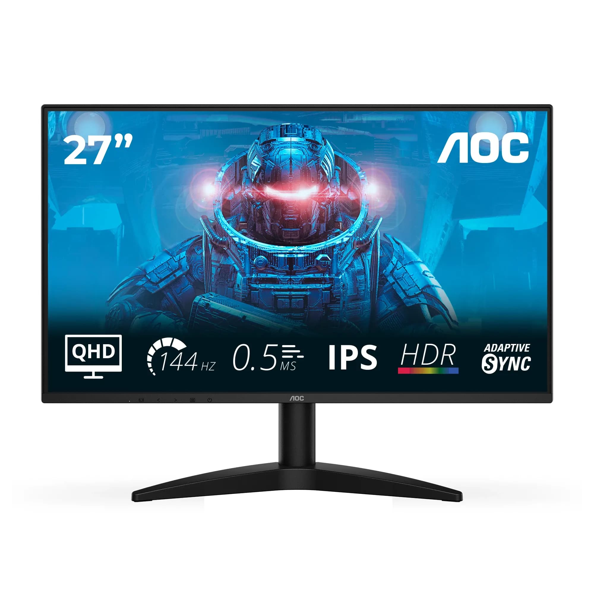 Монитор LCD 27" AOC Q27B36X, IPS, Black, 2560x1440, 20M:1, 300cd/m2, 178/178, 0.5ms, 144Hz, Tilt, Adaptive Sync, HDR10, HDMI, DP, выход на наушники (HDMI в комплекте)