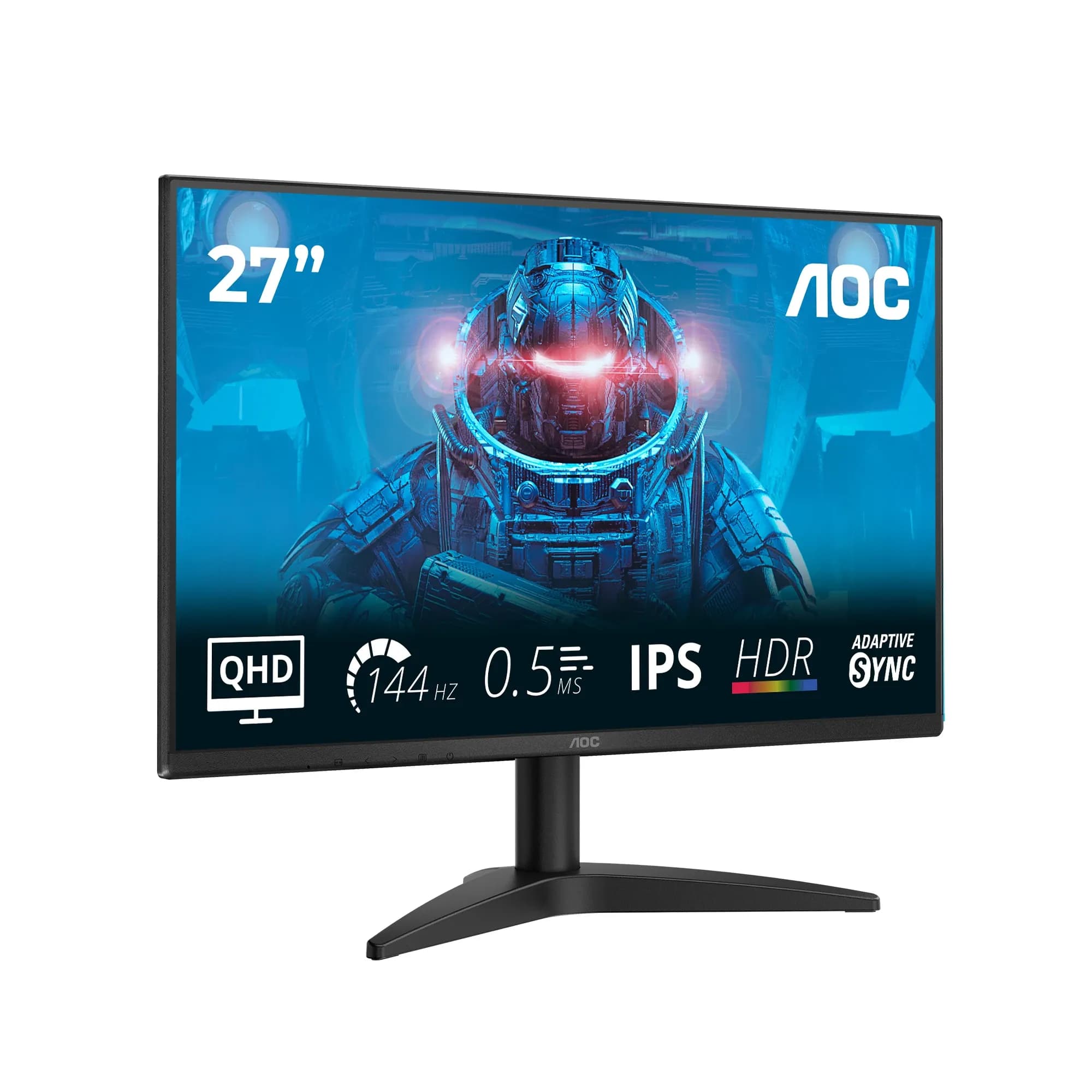 Монитор LCD 27" AOC Q27B36X, IPS, Black, 2560x1440, 20M:1, 300cd/m2, 178/178, 0.5ms, 144Hz, Tilt, Adaptive Sync, HDR10, HDMI, DP, выход на наушники (HDMI в комплекте)
