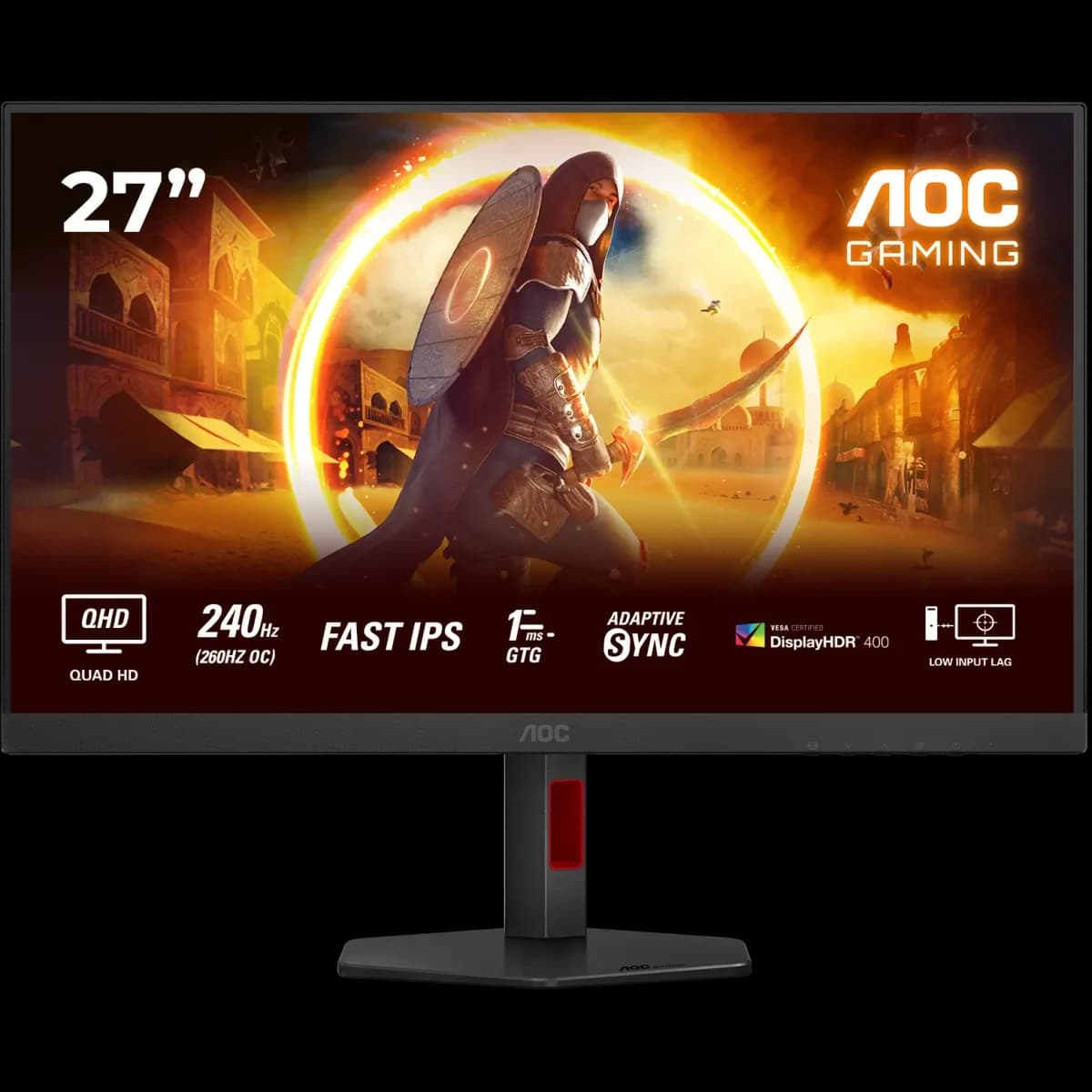 Монитор LCD 27" AOC Q27G4ZR, Fast IPS, Black, 2560x1440, 80M:1, 400cd/m2, 260Hz (OC, 240Hz Native), 178/178, 1ms, 2xHDMI, DP, Наушники, Колонки 2x2W
