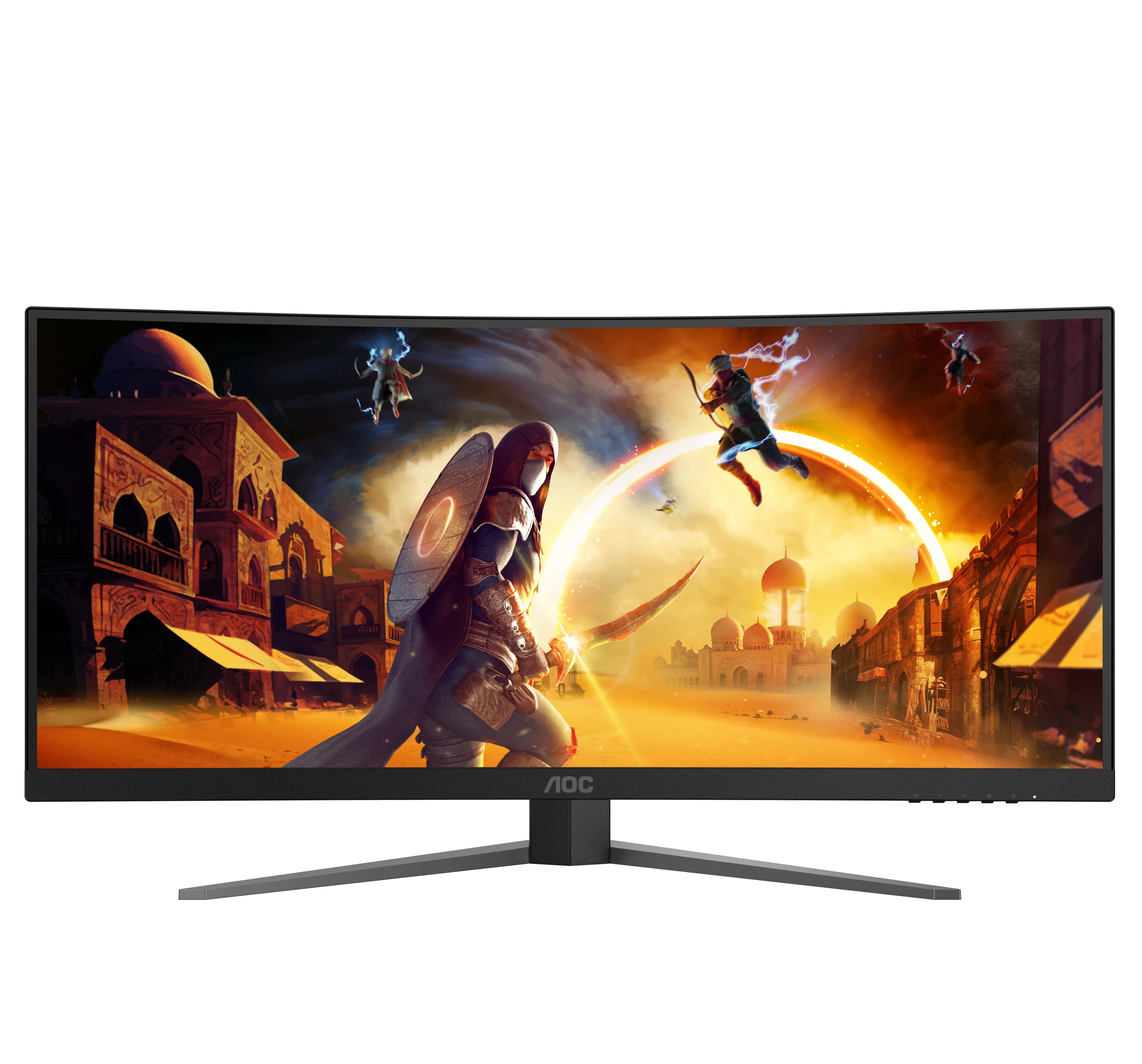 Монитор LCD 34" AOC CU34G4, Fast VA, Black, Curved, 3440x1440, 80M:1, 300cd/m2, 180Hz, 178/178, 0.5ms, 2xHDMI, DP, Выход на наушники