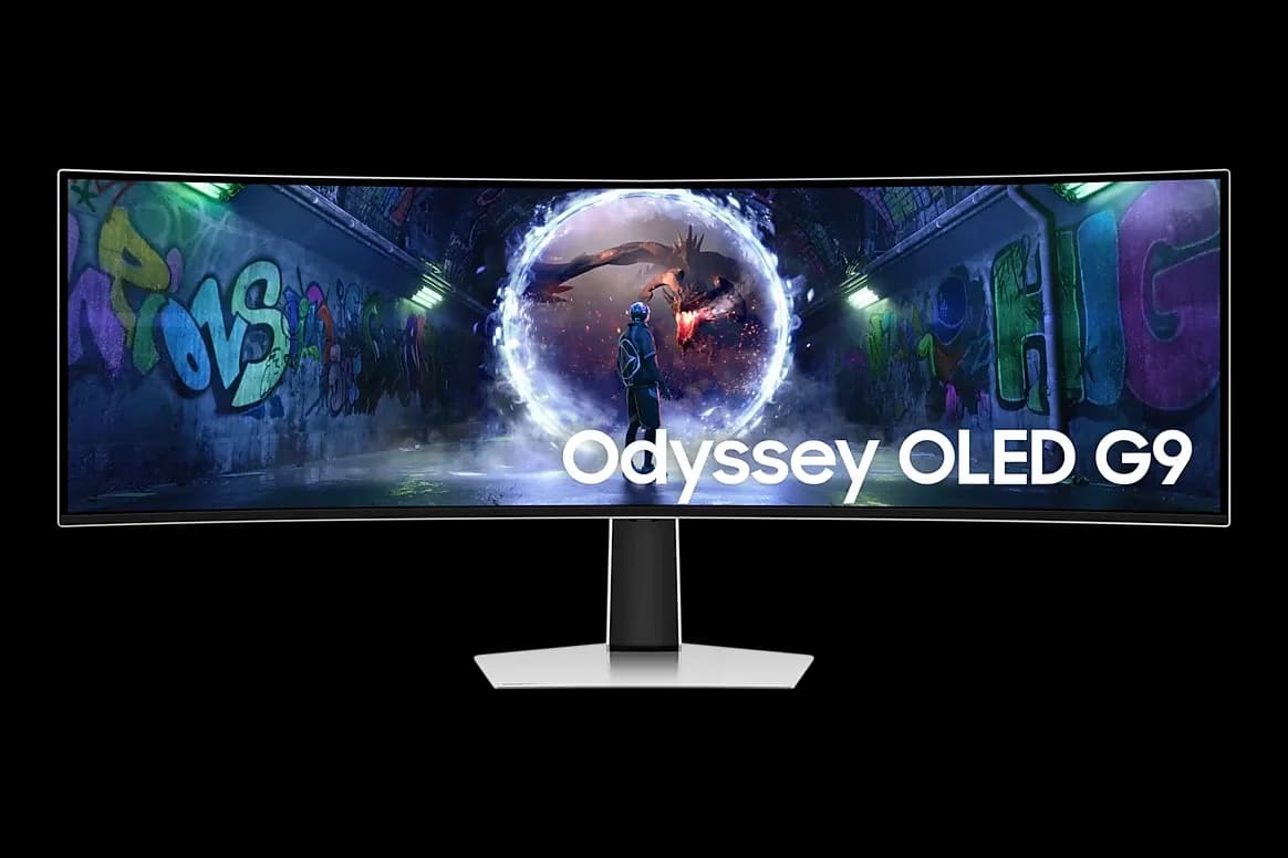 Монитор LCD 49" Samsung LS49DG932SIXCI Odyssey OLED G9, Изогнутый, Silver, 5120 x 1440 Dual Quad HD, 1000000:1 (Mega), 250cd/m2, 240Hz, 0.03ms, HDMI, DP, mHDMI, 2xUSB-C, Выход на наушники