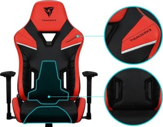 Gaming Chair ThunderX3 TC5 EMBER RED 3D Armrest 65mm wheels PVC Leather