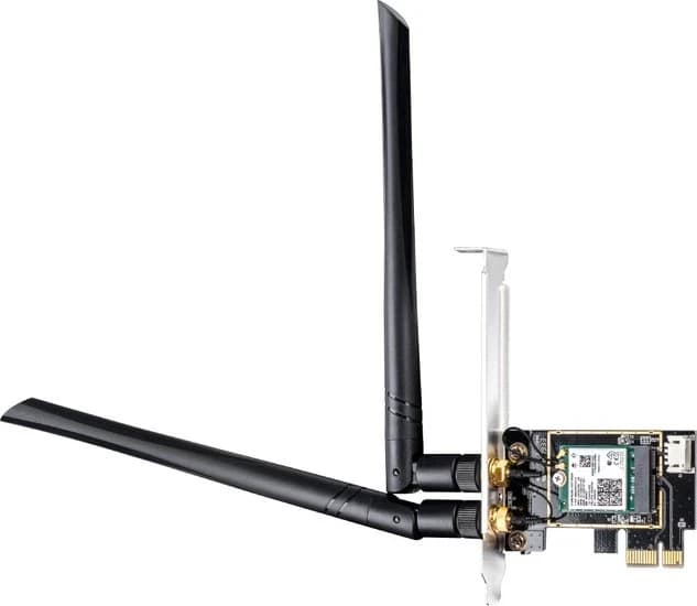 Беспроводной сетевой адаптер Wi-Fi CUDY WE3000 3000Mbps Wi-Fi 6 / Bluetooth 5.0 PCI Express Adapter, Intel AX200 module, 2T2R, 2402Mbps at 5GHz + 574Mbps at 2.4GHz, 802.11ax/ac/a/b/g/n, 2 detachable antennas, Ver 1.0