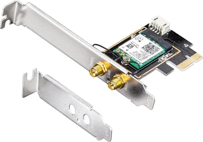 Беспроводной сетевой адаптер Wi-Fi CUDY WE3000 3000Mbps Wi-Fi 6 / Bluetooth 5.0 PCI Express Adapter, Intel AX200 module, 2T2R, 2402Mbps at 5GHz + 574Mbps at 2.4GHz, 802.11ax/ac/a/b/g/n, 2 detachable antennas, Ver 1.0
