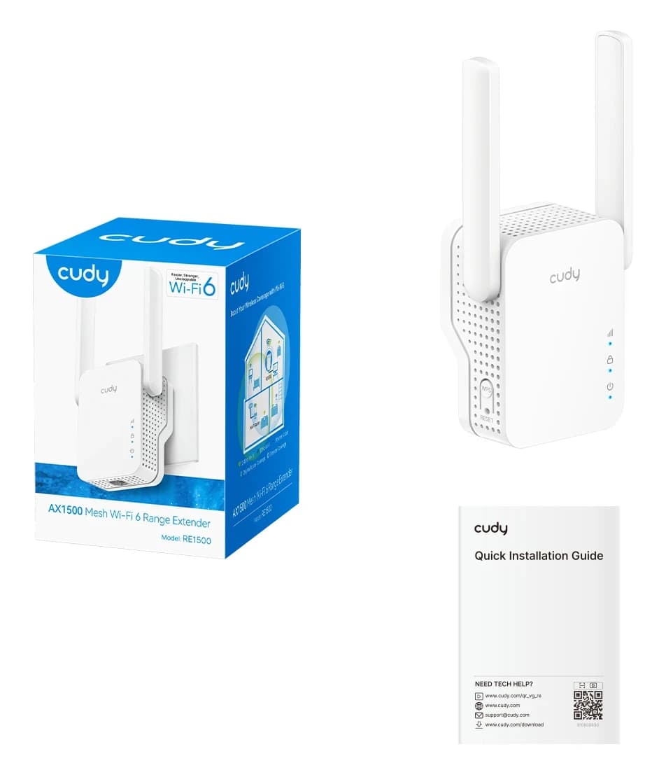 Усилитель Wi-Fi сигнала CUDY RE1500 AC750 Dual-Band 5 ГГц до 1201 Мбит/с 2,4 ГГц до 300 Мбит/с 2 антенны