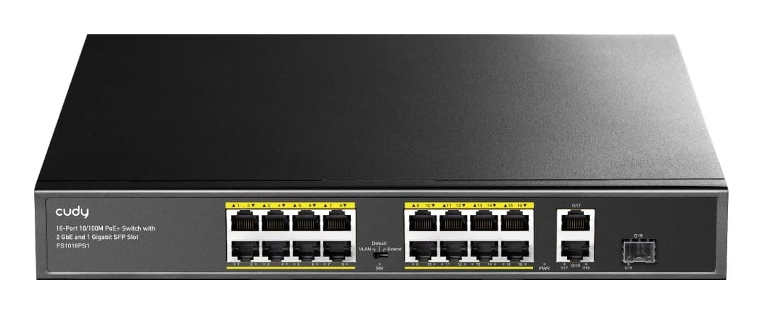 Коммутатор CUDY FS1018PS1 (16 портов 10/100 Мбит/с PoE+, 200 Вт PoE)