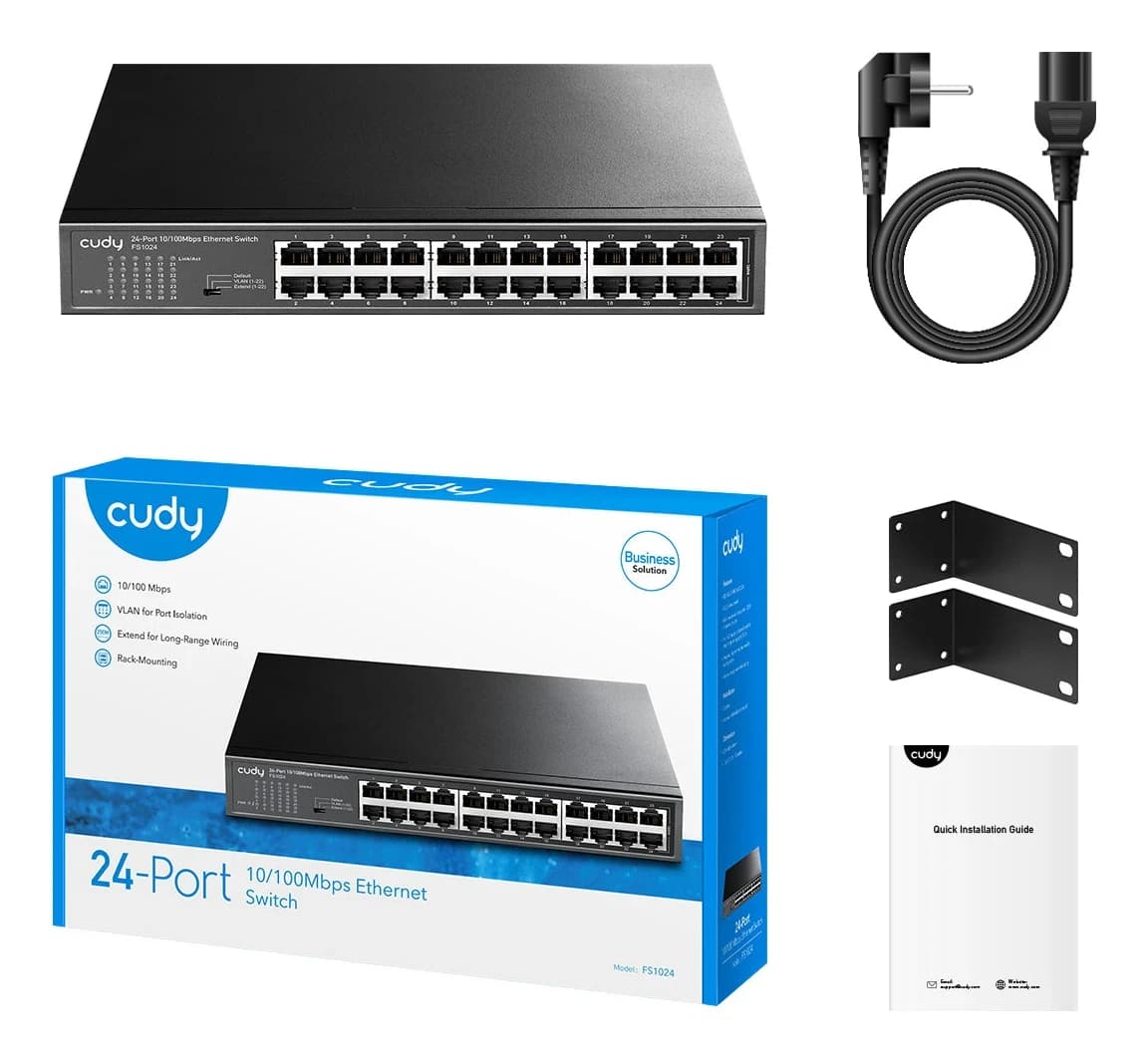 Сетевой коммутатор CUDY FS1024 24x10/100Mbps; VLAN/Default/Extend DIP Switch , 802.3i/u/x