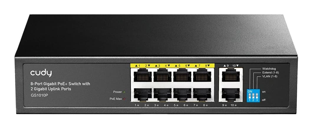 Коммутатор Cudy GS1010P (110 Вт PoE, неуправляемый) черный