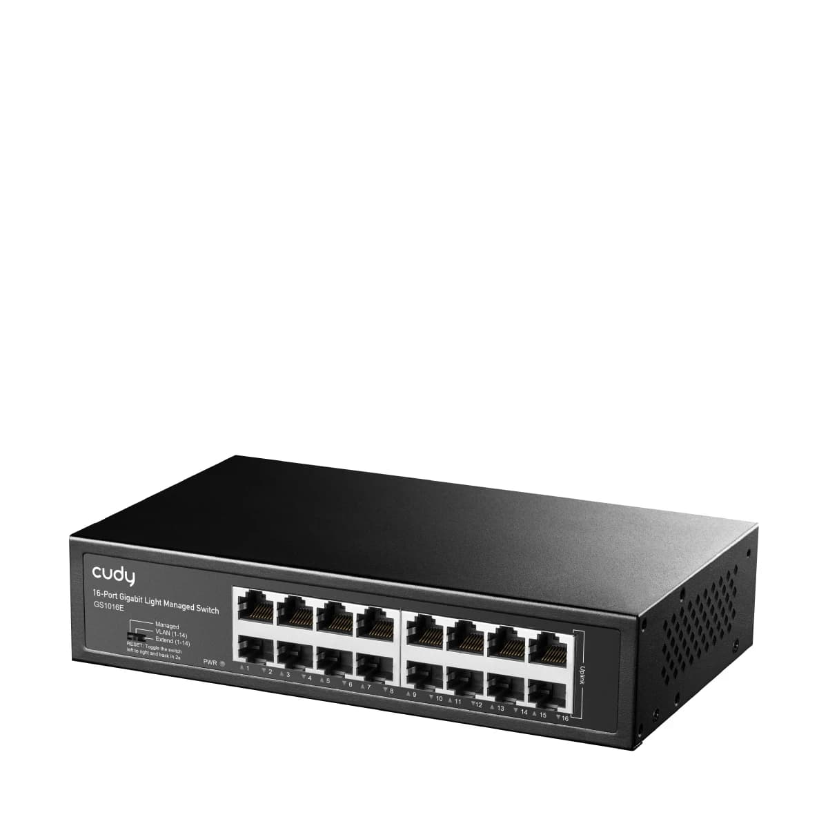 Сетевой коммутатор CUDY GS1016E 16-Port Gigabit Light Managed Switch, 16 Gigabit RJ45 Ports, Rack-mountable, Power Saving, Plug and Play,Managed/VLAN/Extend working mode DIP switch,Local management via WEB GUI,support STP/RSTP,802.1Q/Port Based/Voice VLAN
