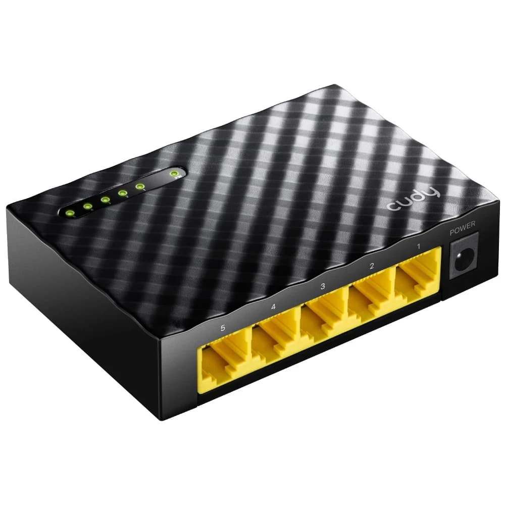 Сетевой коммутатор CUDY GS105D 5-Port Gigabit Desktop Switch, 5 10/100/1000M RJ45 Ports, IGMP Snooping, Loop Detection/Prevention, 802.1p/DSCP QoS, Desktop Plastic Case, Power Saving, Plug and Play, Wall-Mount