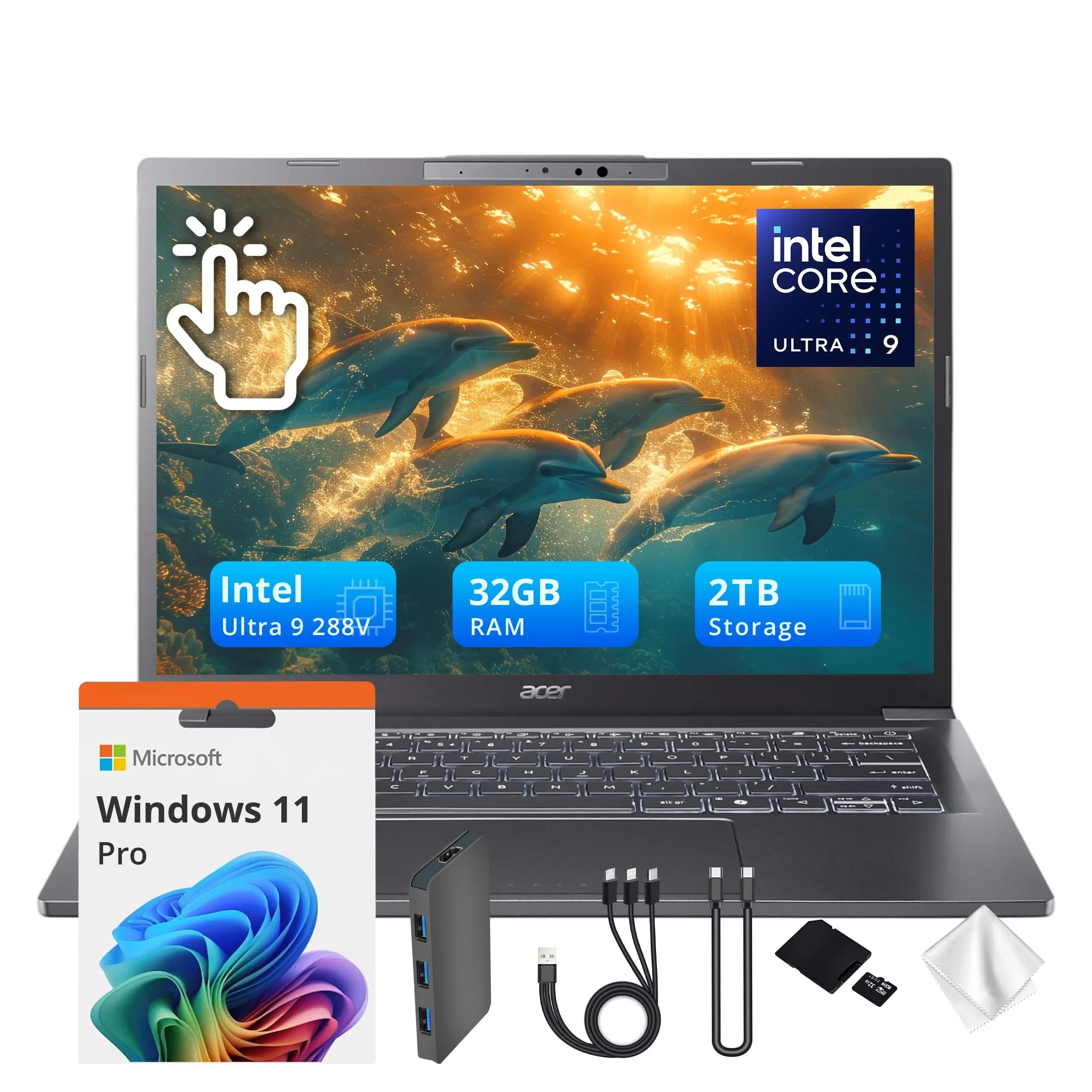 Ноутбук Acer Aspire Go AG15-21PT-R5GQ, AMD Ryzen 5 7520U (up to 4.3Ghz), 8GB DDR5, 512GB SSD m2 NVMe, 15.3" FHD Touch IPS, AMD RadeonTM 610M, Type-C HDMI WF BT WIN11H, ENG-RUS, серебро [NX.JJJAA.004]
