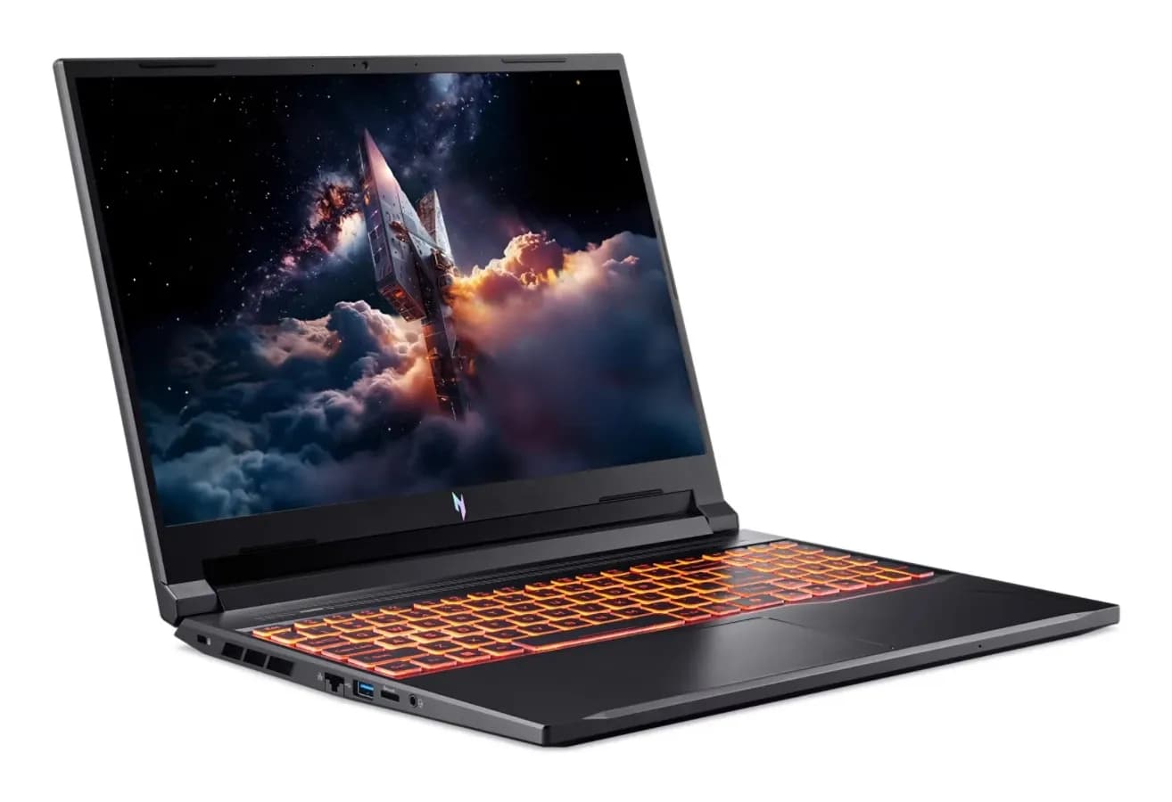 Ноутбук Acer NITRO V 16 ANV16-42-R309 AMD Ryzen 5 240 (up to 5.00GHz), 16GB DDR5, 1TB SSD NVMe, 16" WUXGA IPS 180Hz, RTX 5050 8GB, Type-C, HDMI, Thunderbolt 4.0, LAN, WF, BT, WIN11H, клав.с подсв., ENG-RUS черный [NH.U2NAA.001]
