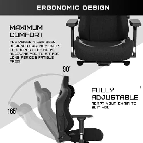 Gaming Chair AD12YDC-XL-01-B-CF-B02 AndaSeat Kaiser 3 PRO XL BLACK 5D Armrest 65mm wheels Fabric