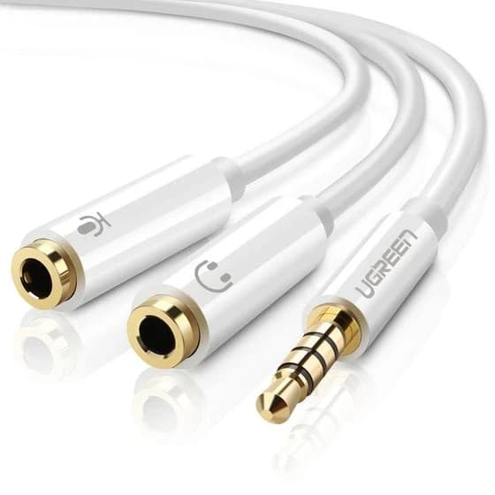 Аудиокабель UGREEN AV141 3.5mm male to 2 Female Audio Cable ABS Case, White