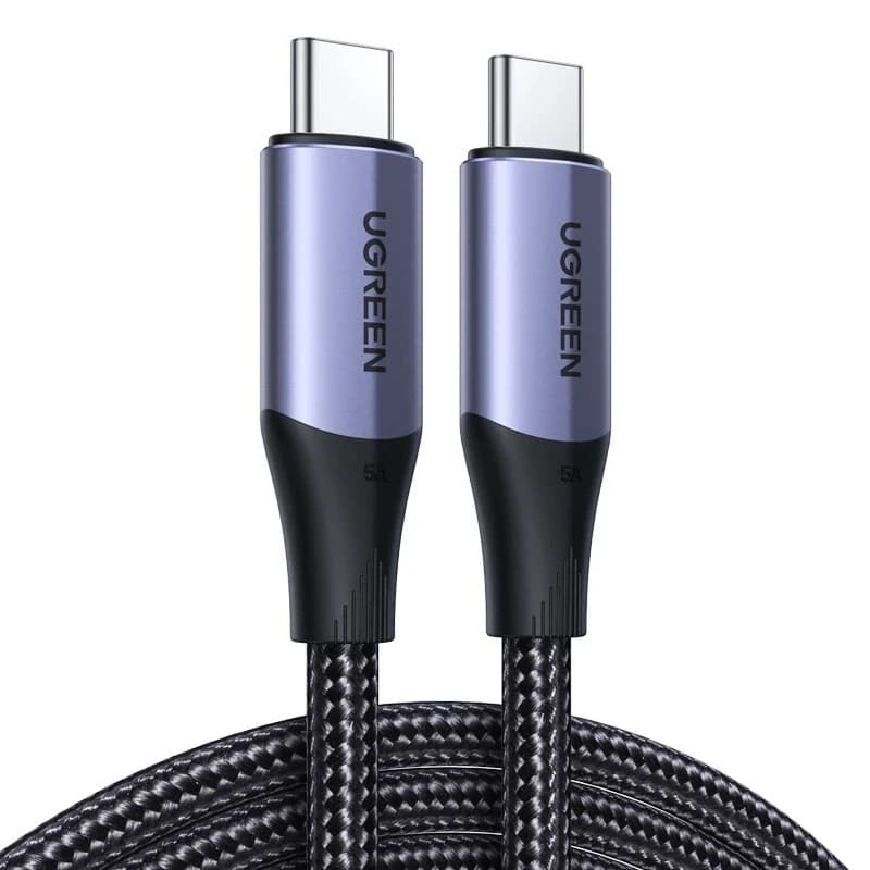 Интерфейсный кабель UGREEN US355 (Type-C - Type-C Gen 2, 5A, 1м), черный