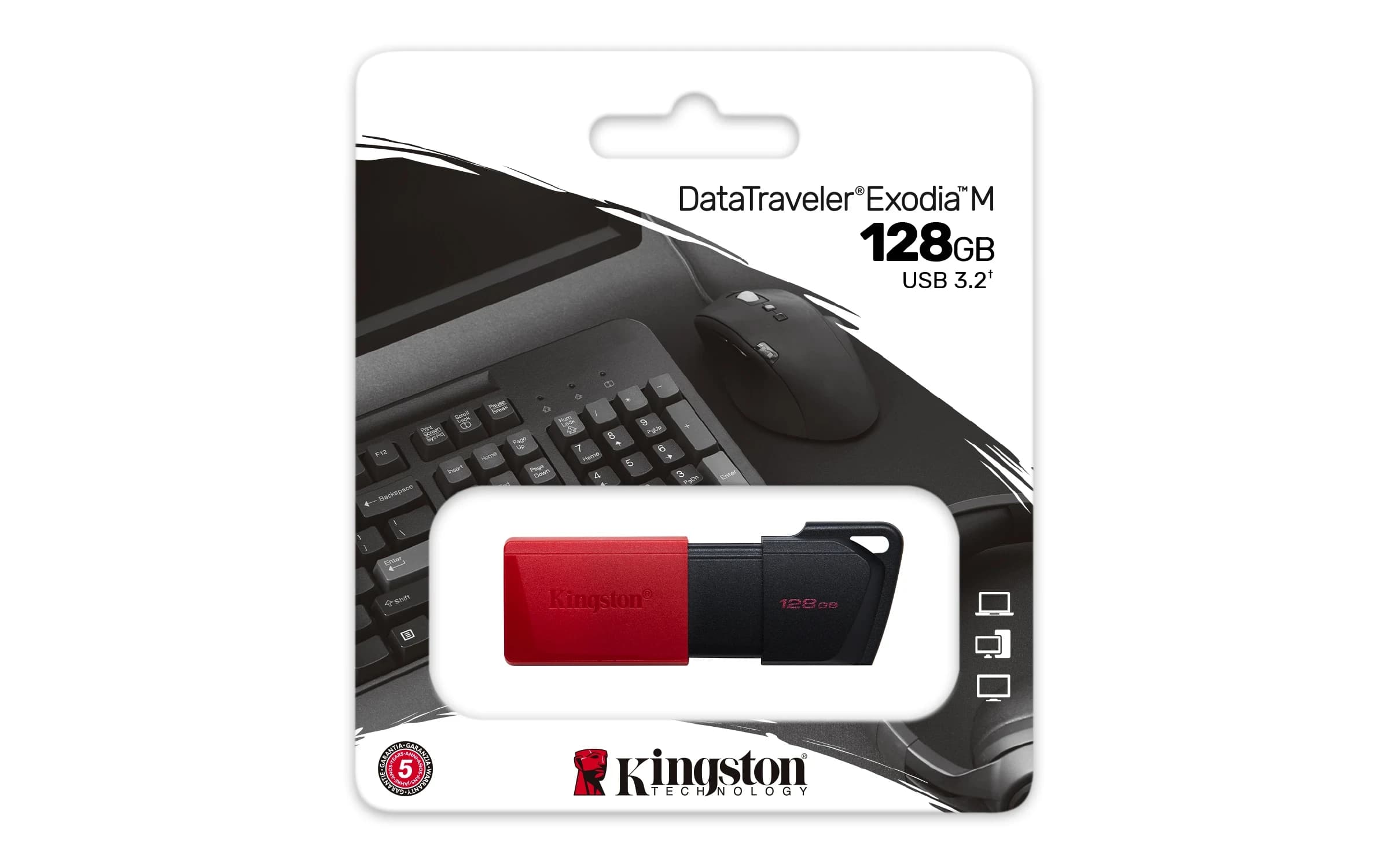 Накопитель на флеш памяти 128GB USB 3.2 Gen1 Kingston DataTraveler Exodia M Красный-Черный [DTXM/128GB]