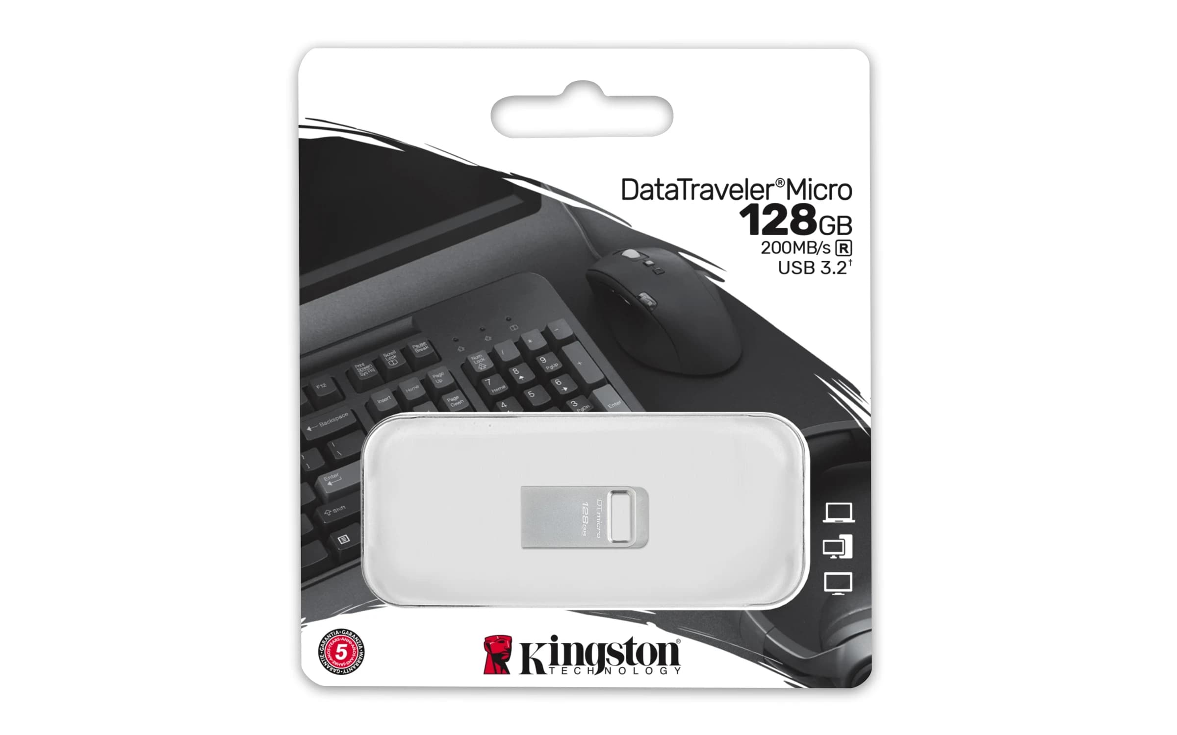 Накопитель на флеш памяти 128GB USB 3.2 KINGSTON DataTraveler[DTMC3G2/128GB]